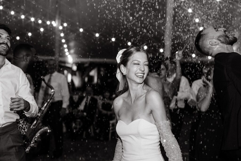 Bride dancing at wedding reception at Bay Preserve at Osprey in Florida